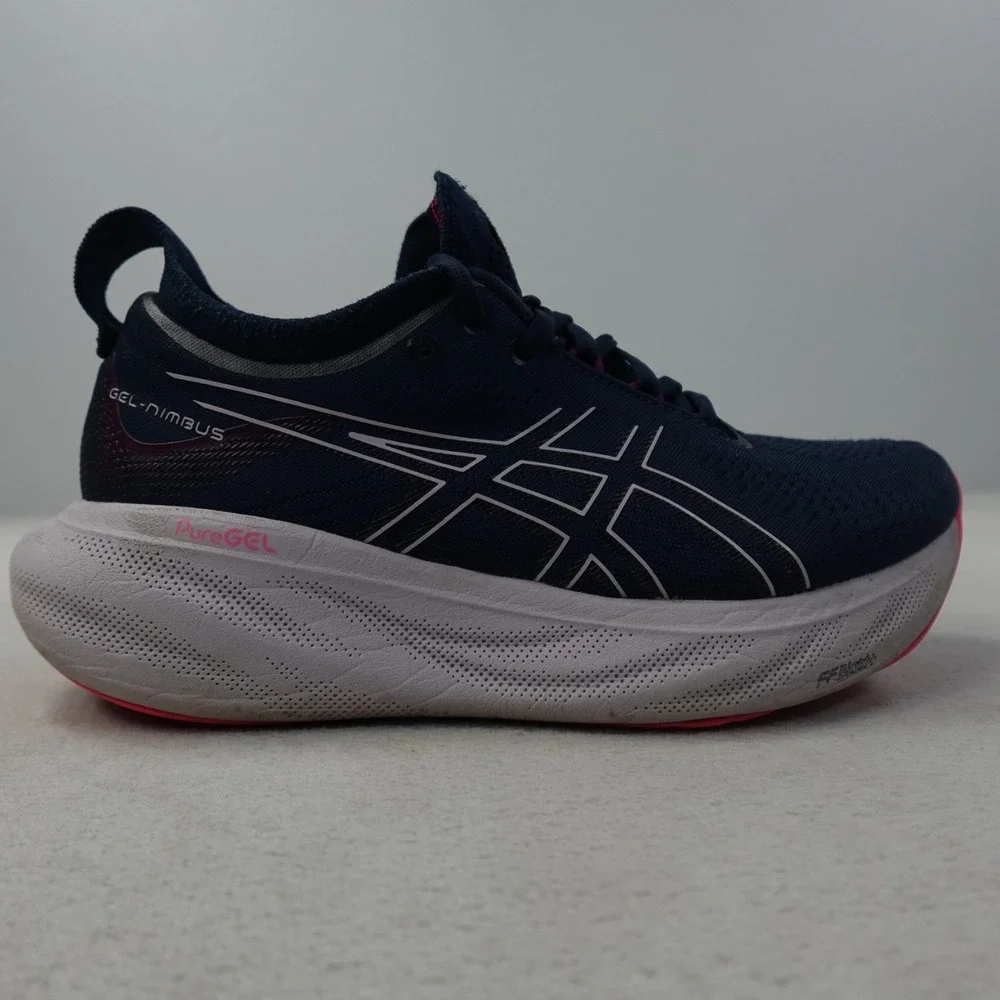 ASICS Gel Nimbus 25 Womens 7 Running Shoes Navy Pink PureGEL FF Blast Gym
